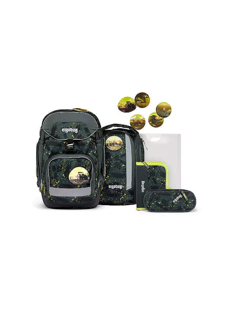 ERGOBAG Schultaschen Set 6tlg PACK - MähdreschBär  dunkelgrün