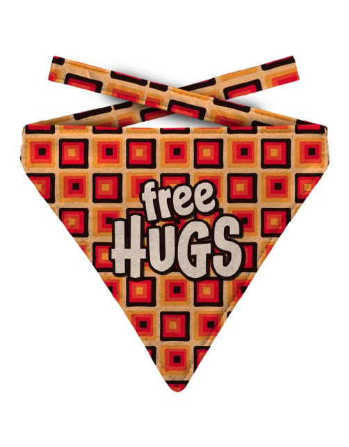 Plenty Gifts Bandana Dog Free Hugs Retro - Cadeau - 20x24x1 cm Rood Bruin L
