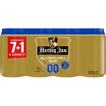 Hertog Jan Alcoholvrij Bier Voordeelpack Blikken 7+1 x 330 ml