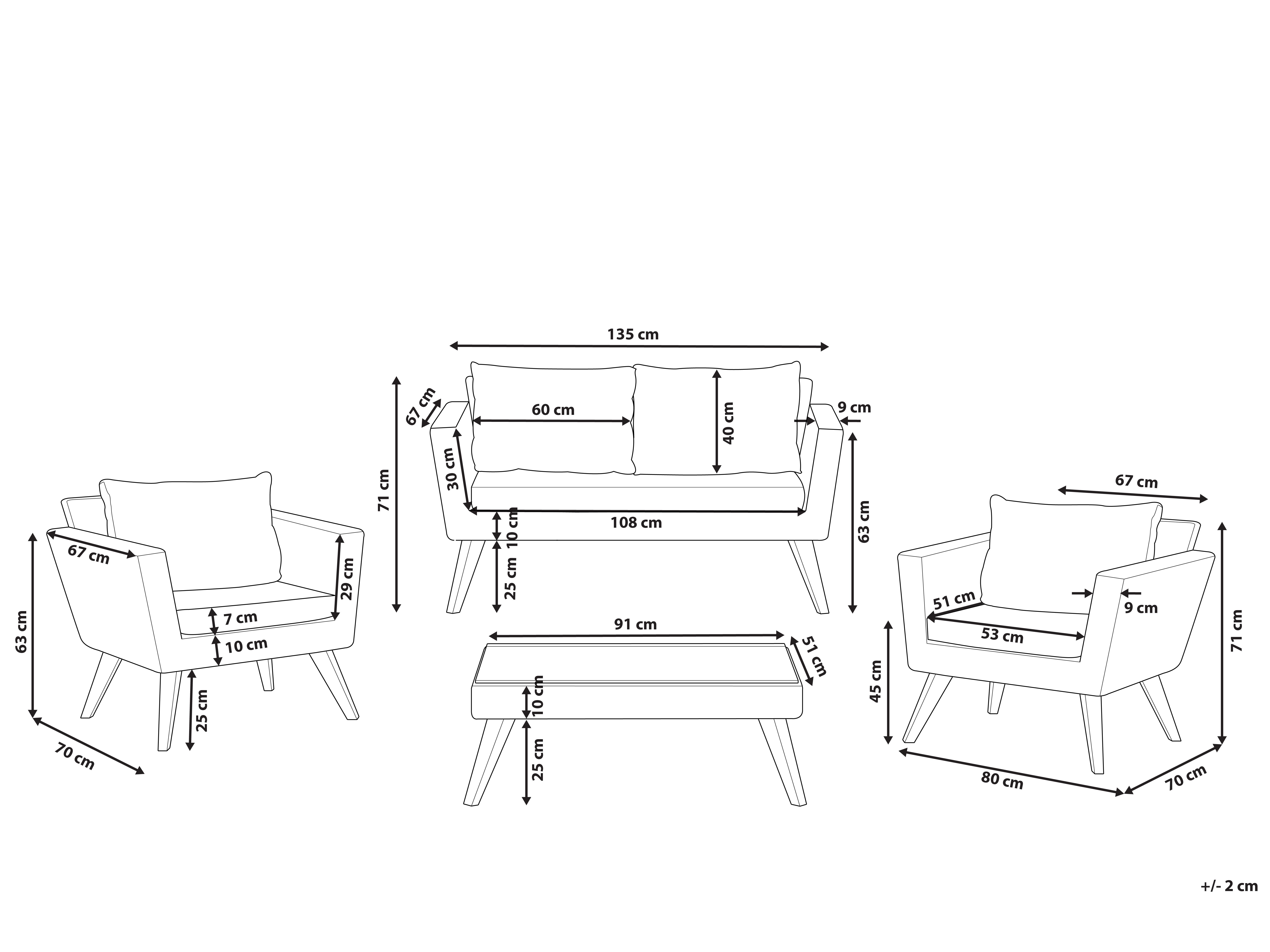 Loungeset met tafel 4-zits VITTORIA PE rotan Gebroken wit