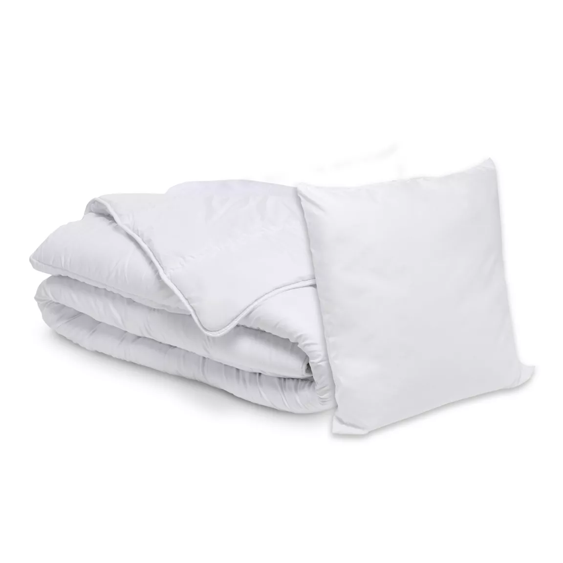 Lot Couette chaude anti-acariens (140 x 200 cm) + 1 Oreiller (60 x 60 cm) Comète Blanche