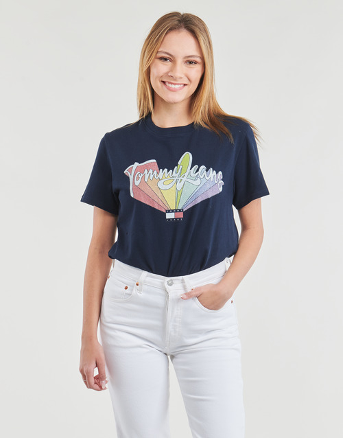 Tommy Jeans - TJW BXY RAINBOW FLAG TEE - Marine