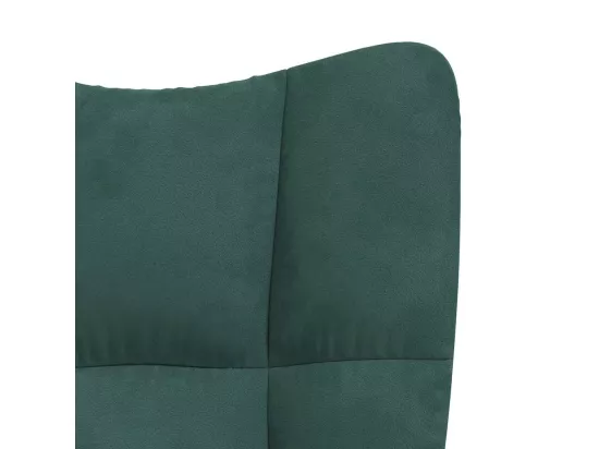 Chaise à bascule avec repose-pied Vert foncé Velours
