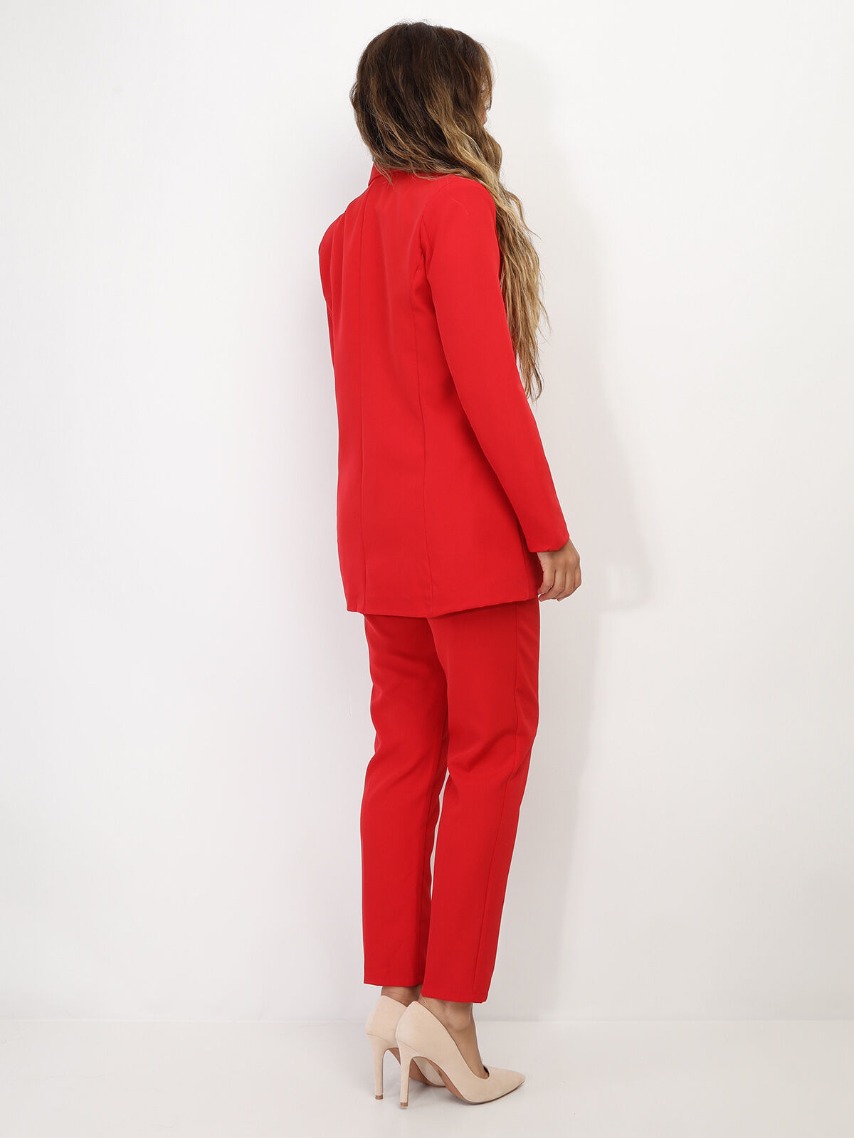 Ensemble tailleur droit- Rouge