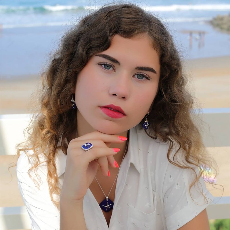 Bague Étoile de Mer en Lapis Lazuli et Argent 925 - Bijou Unique pour les Amoureux de la Mer | Aden