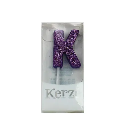 Trötsch Buchstabenkerze K, lila glitzer, 3x2x1cm