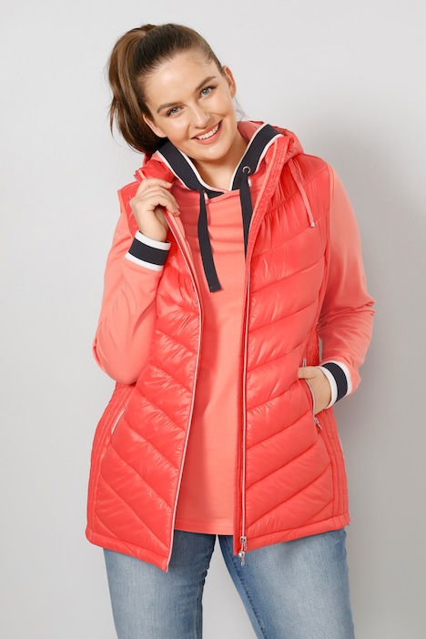 Steppweste, Classic Fit, abzippbare Kapuze, 2-Wege-Zipper