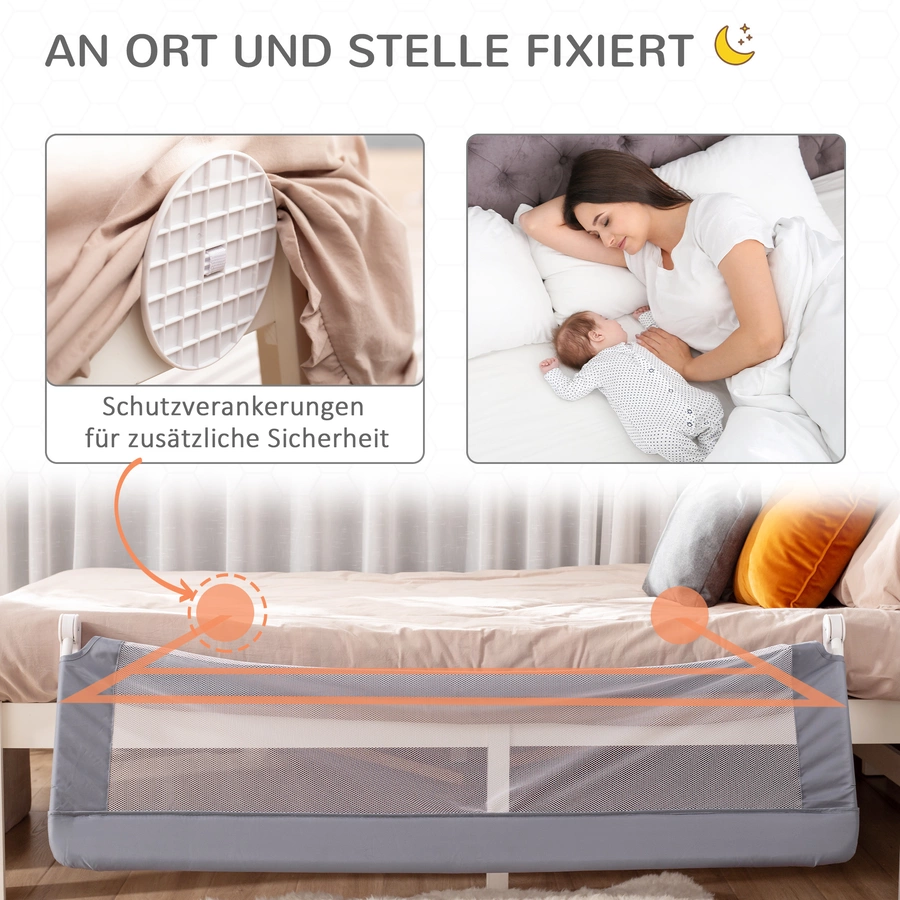 HOMCOM Bettgitter mit Schutzanker grau
