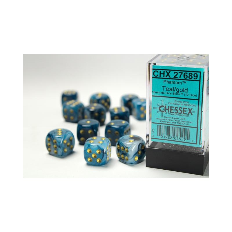Pack de 12 dés 6 *phantom* sarcelle