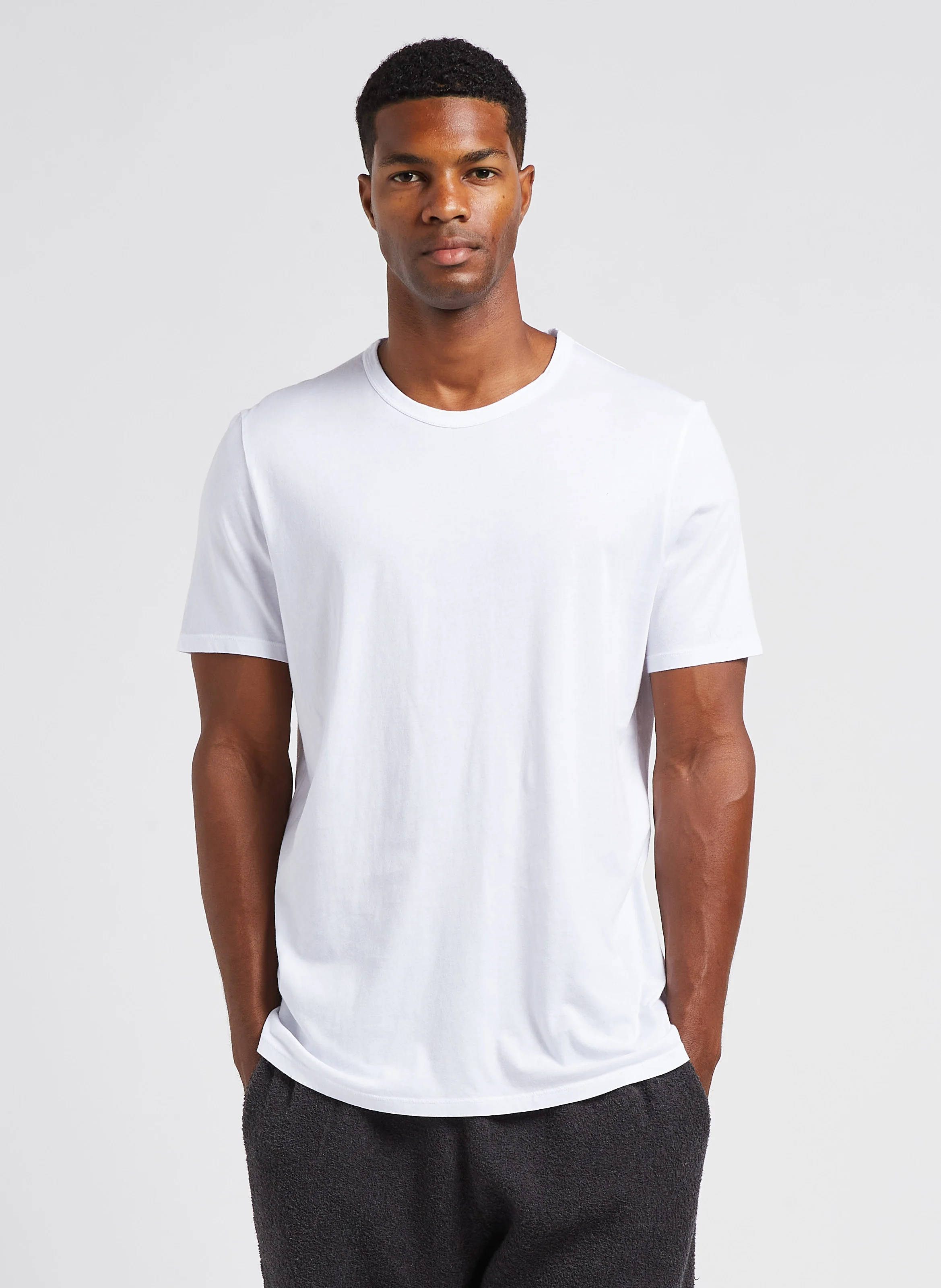 DEVON - Tee-shirt col rond droit en coton | Blanc