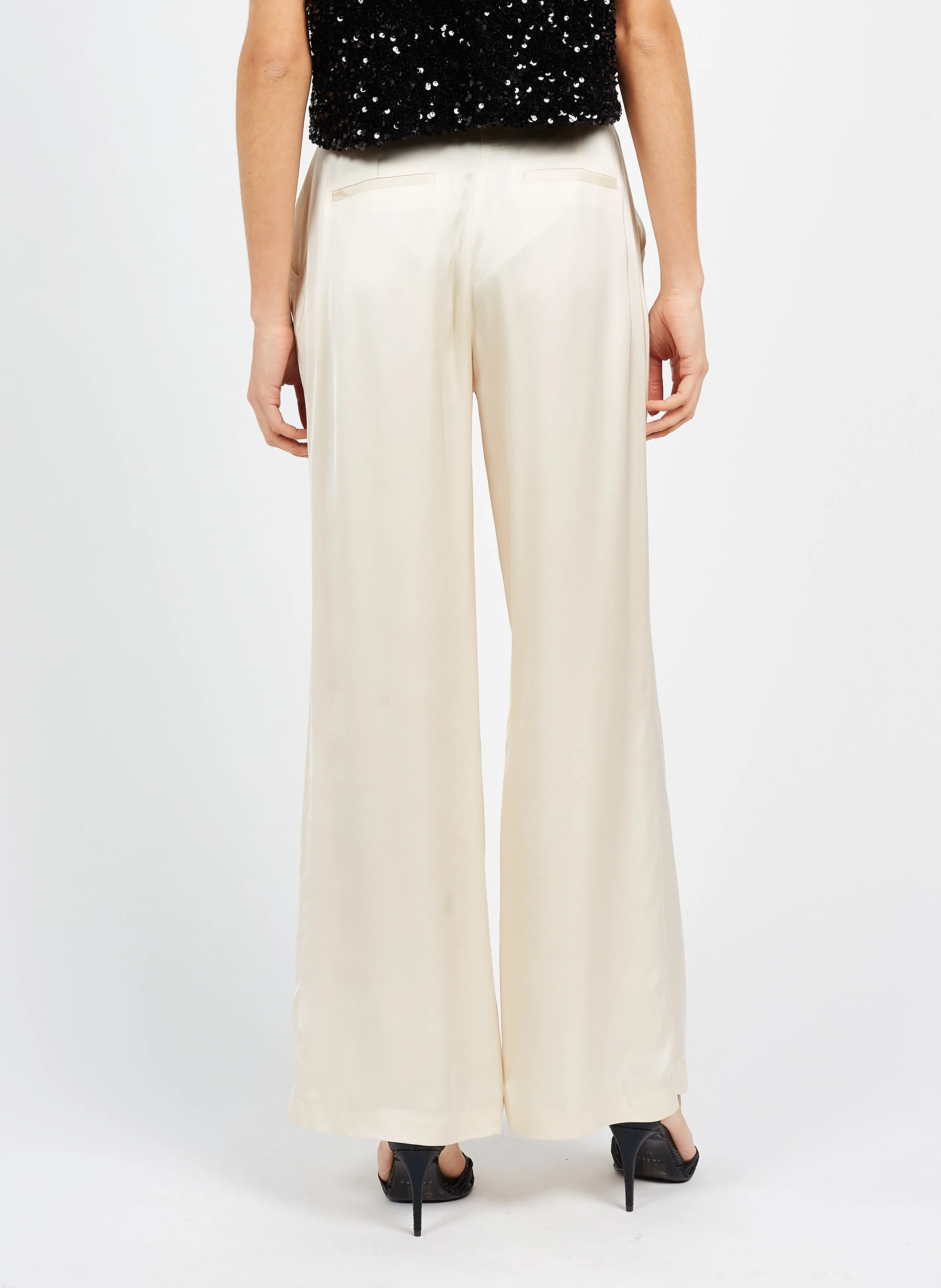 LE CHARLES - Pantalon droit effet satin en viscose | Blanc