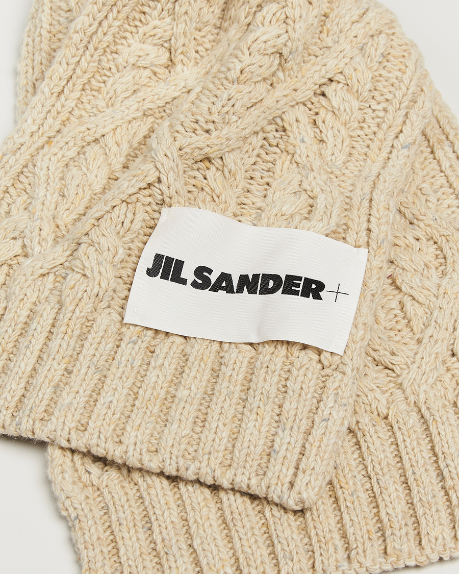 Jil Sander Wool Donegal Cable Scarf Natural
