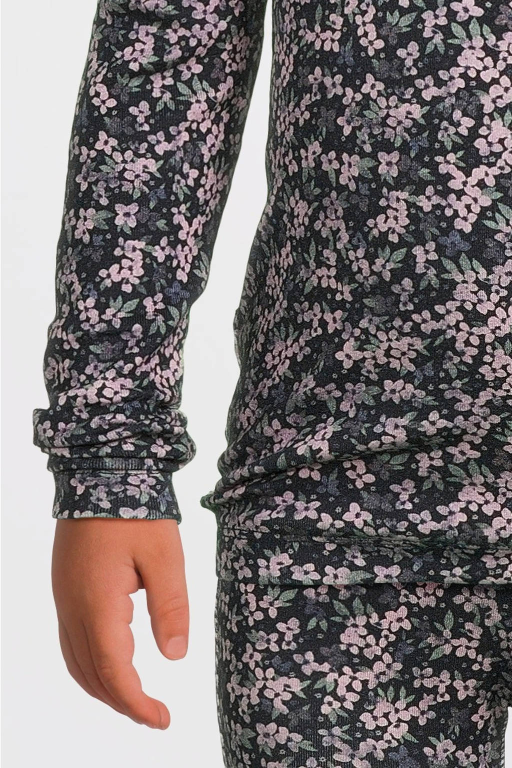 NAME IT gebloemde longsleeve NMFOJATAS donkerblauw/roze
