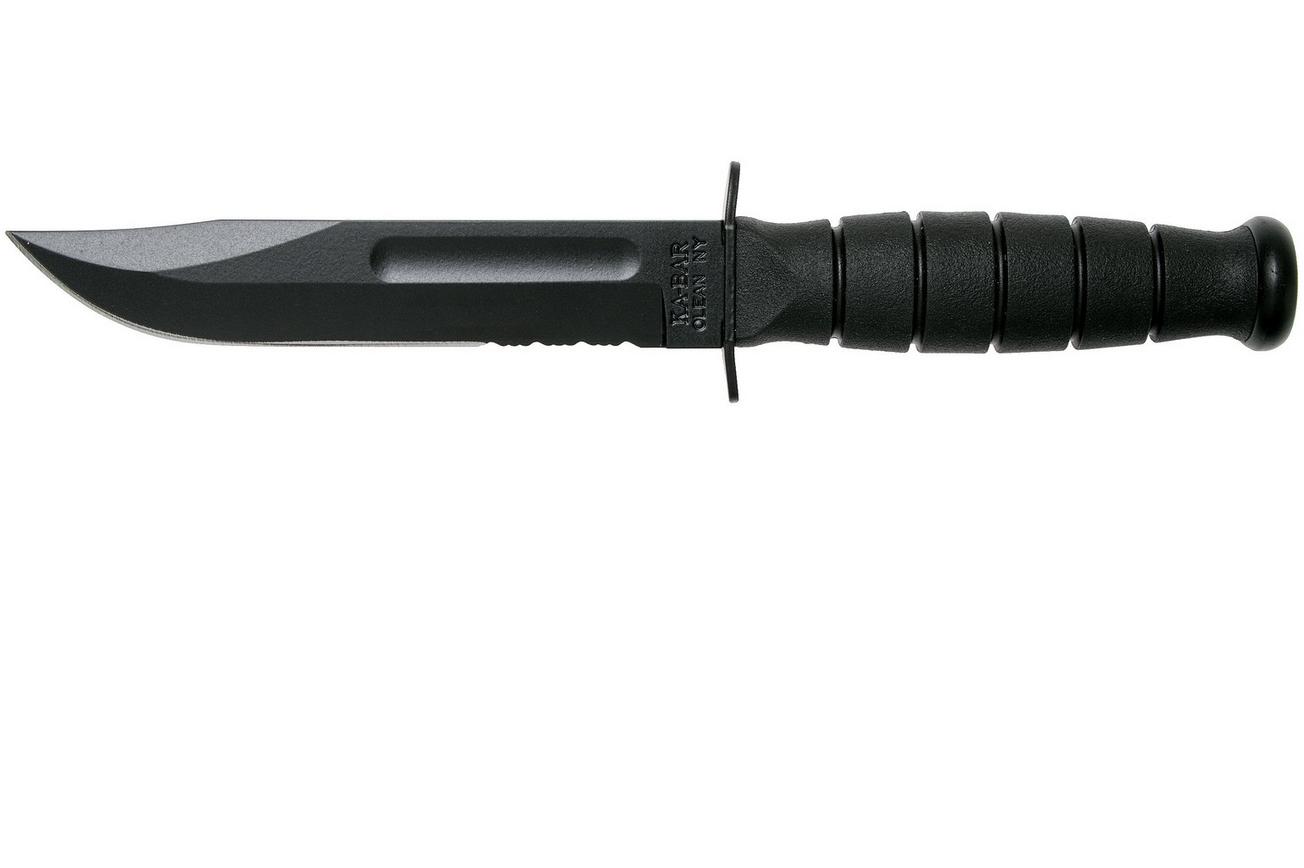 KA-BAR Short 1257 deels gekarteld, vaststaand mes, lederen foedraal