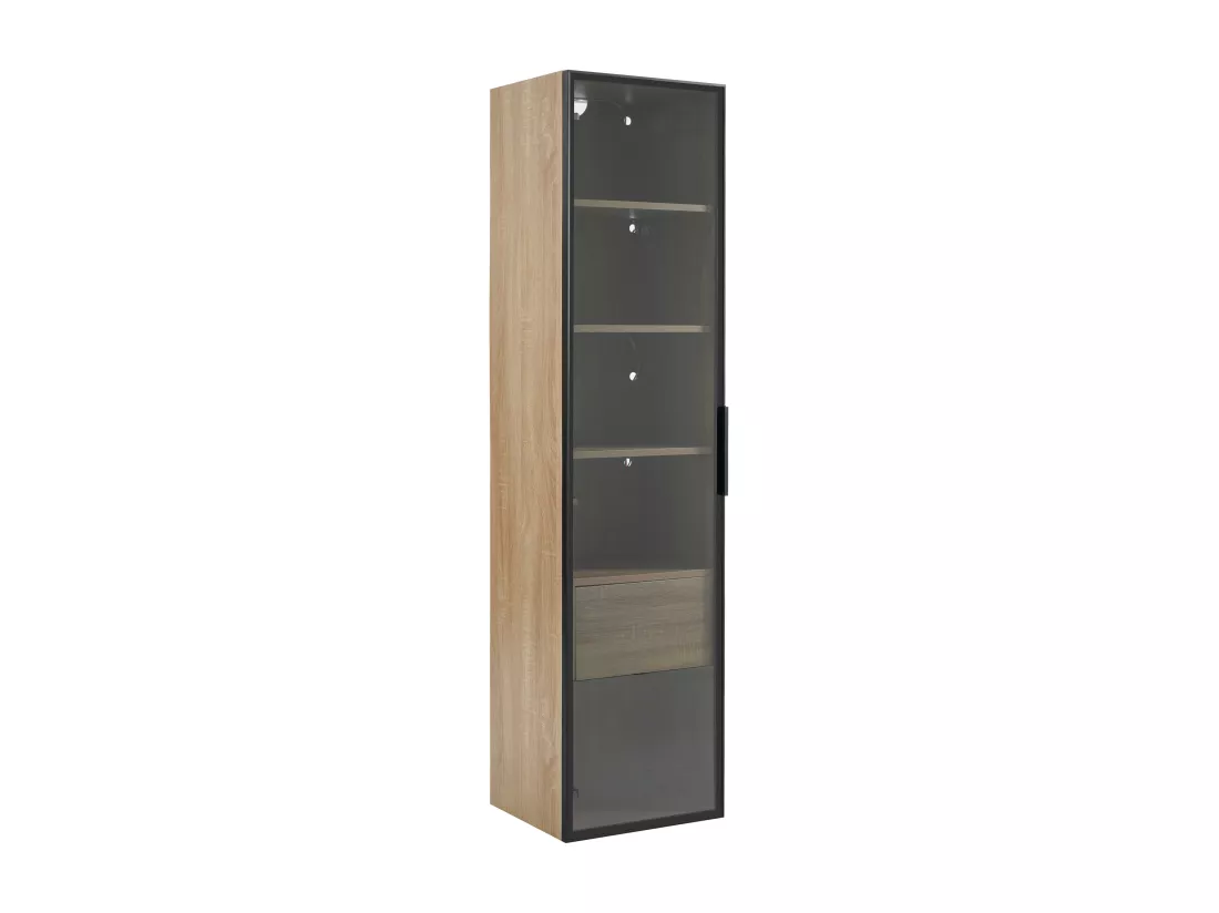 Vitrine、Meuble de salle de bain avec LED - 1 porte vitrées - Naturel