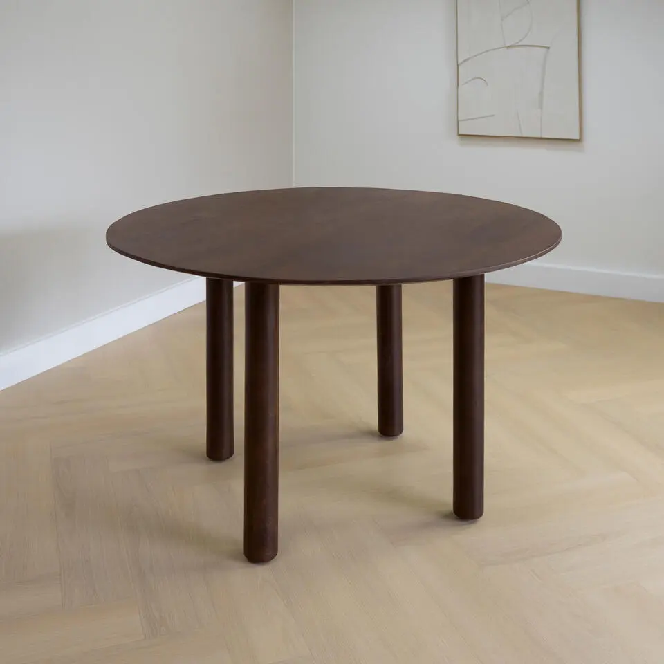 Lewis & Loft Eettafel Lian - ⌀120 - Mangohout - Walnoot bruin