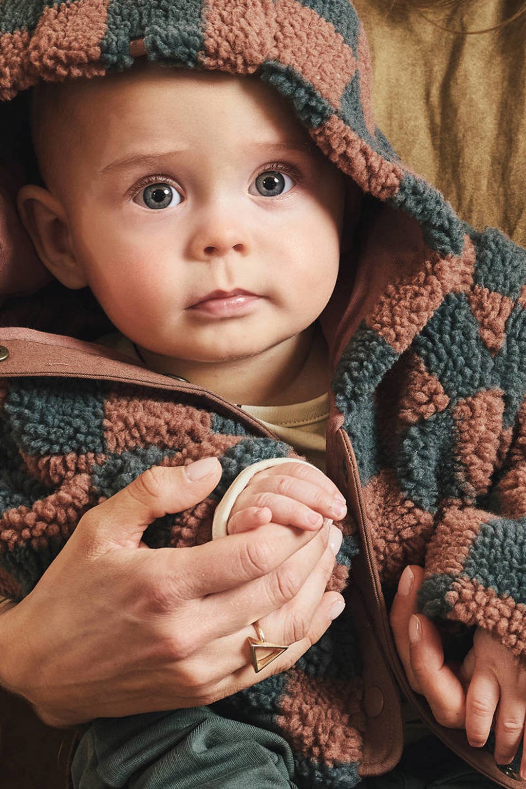 Z8 newborn teddy winterjas Naim bruin/grijs