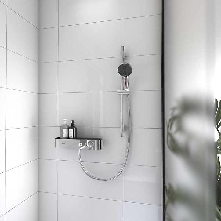Kit de douche sans robinetterie avec douchette 3 jets + flexible + barre réglable Hansgrohe Pulsify Blend chromé