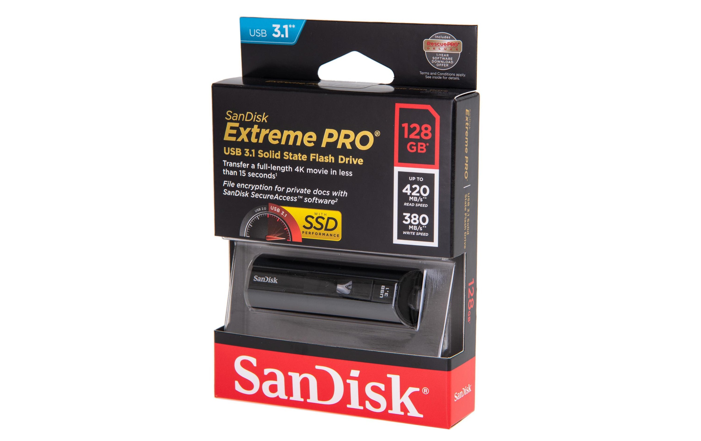 Sandisk USB-Stick »Extreme PRO USB 3,1 128 GB« (128GB GB Lesegeschwindigkeit 420 MB/s)