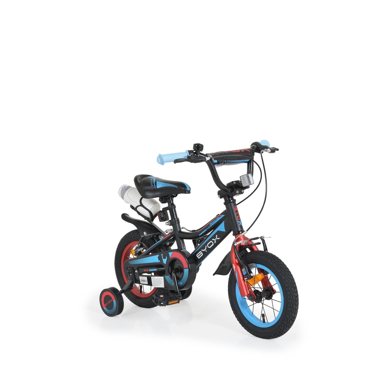 Byox Kinderfahrrad 12 Zoll Prince, sportliches Design, Stützräder, Kettenschutz schwarz
