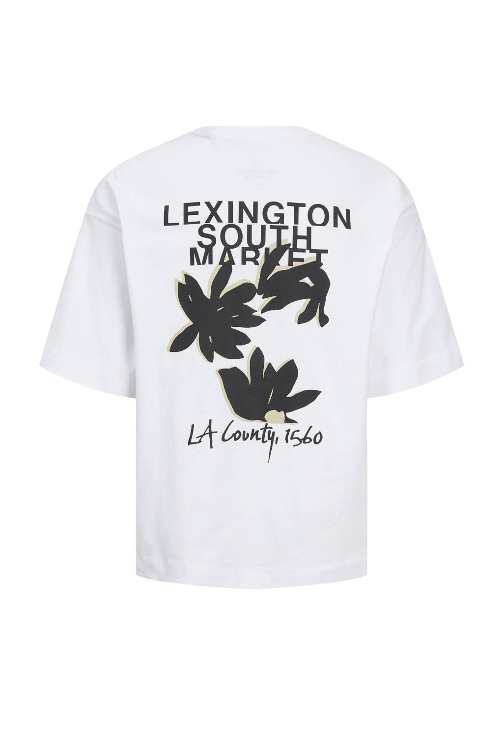 JACK & JONES T-shirt JORFARO met backprint wit/zwart