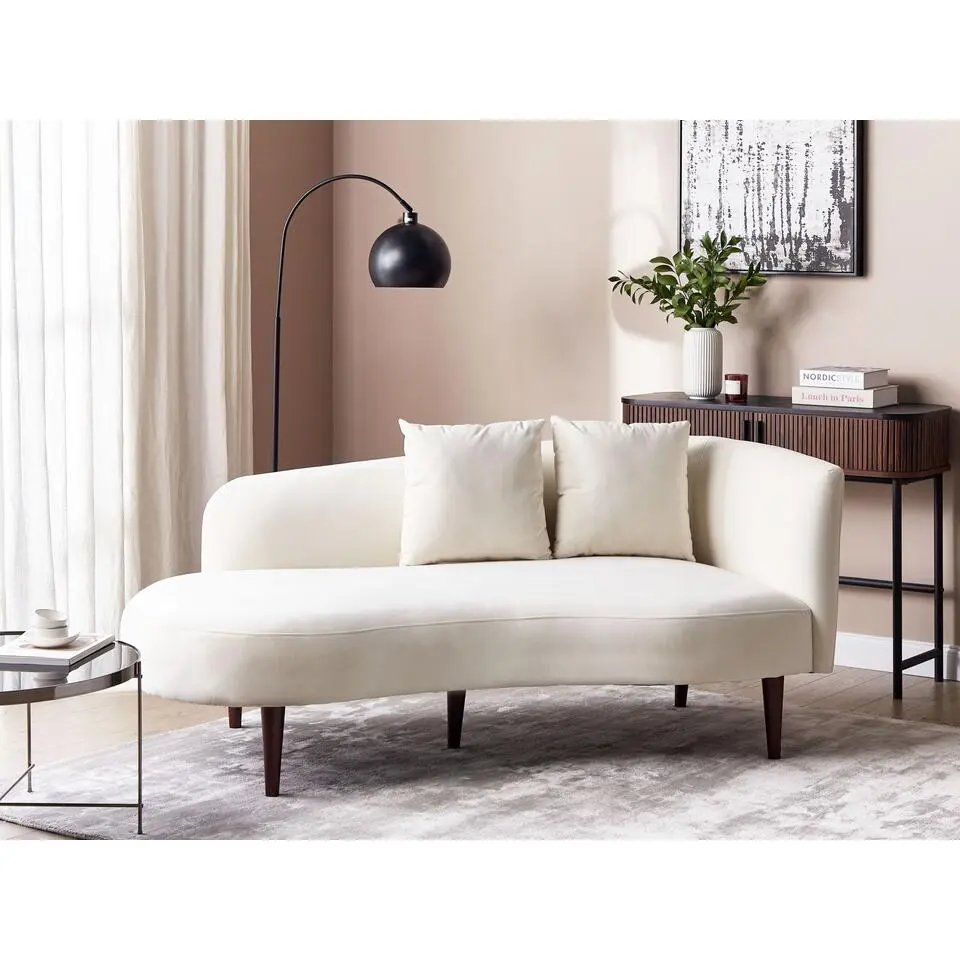 CHAUMONT - Chaise longue - Crème - Rechterzijde - Fluweel