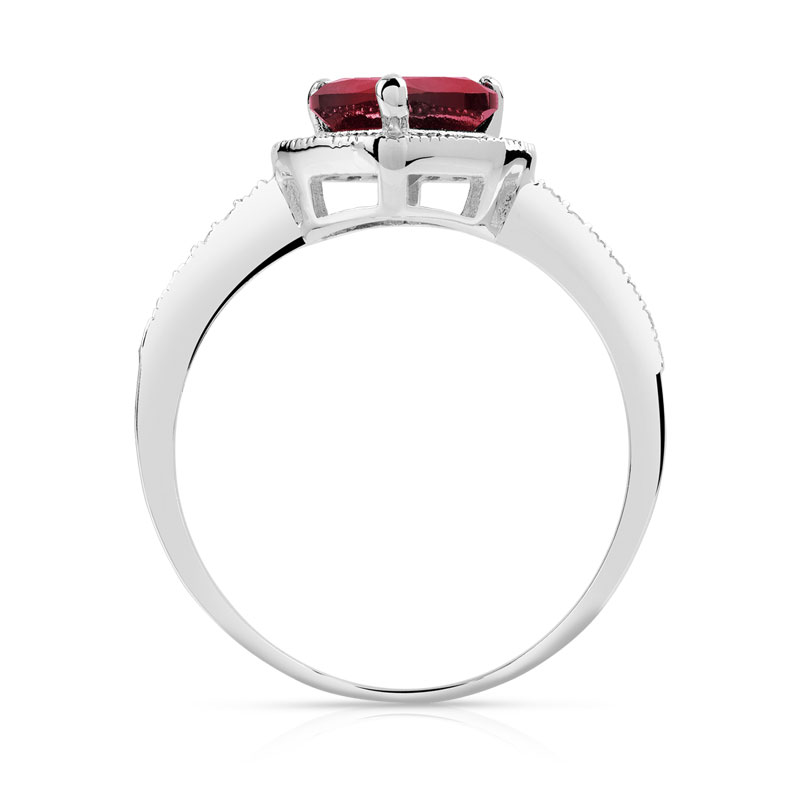 Bague argent 925 coeur zirconias rouges et blancs
