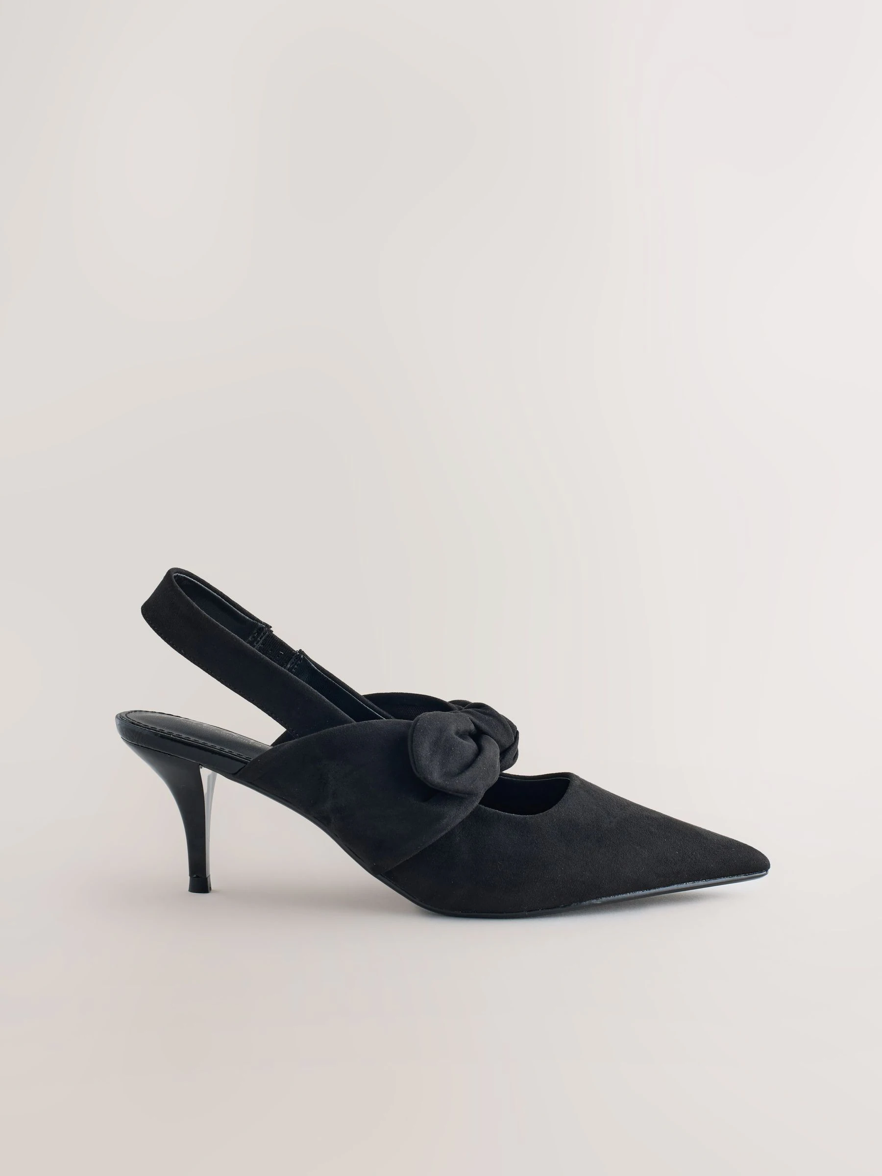 Zwart imitatiesuède - Forever Comfort® schoenen met strik, hielbandje en spitse neus