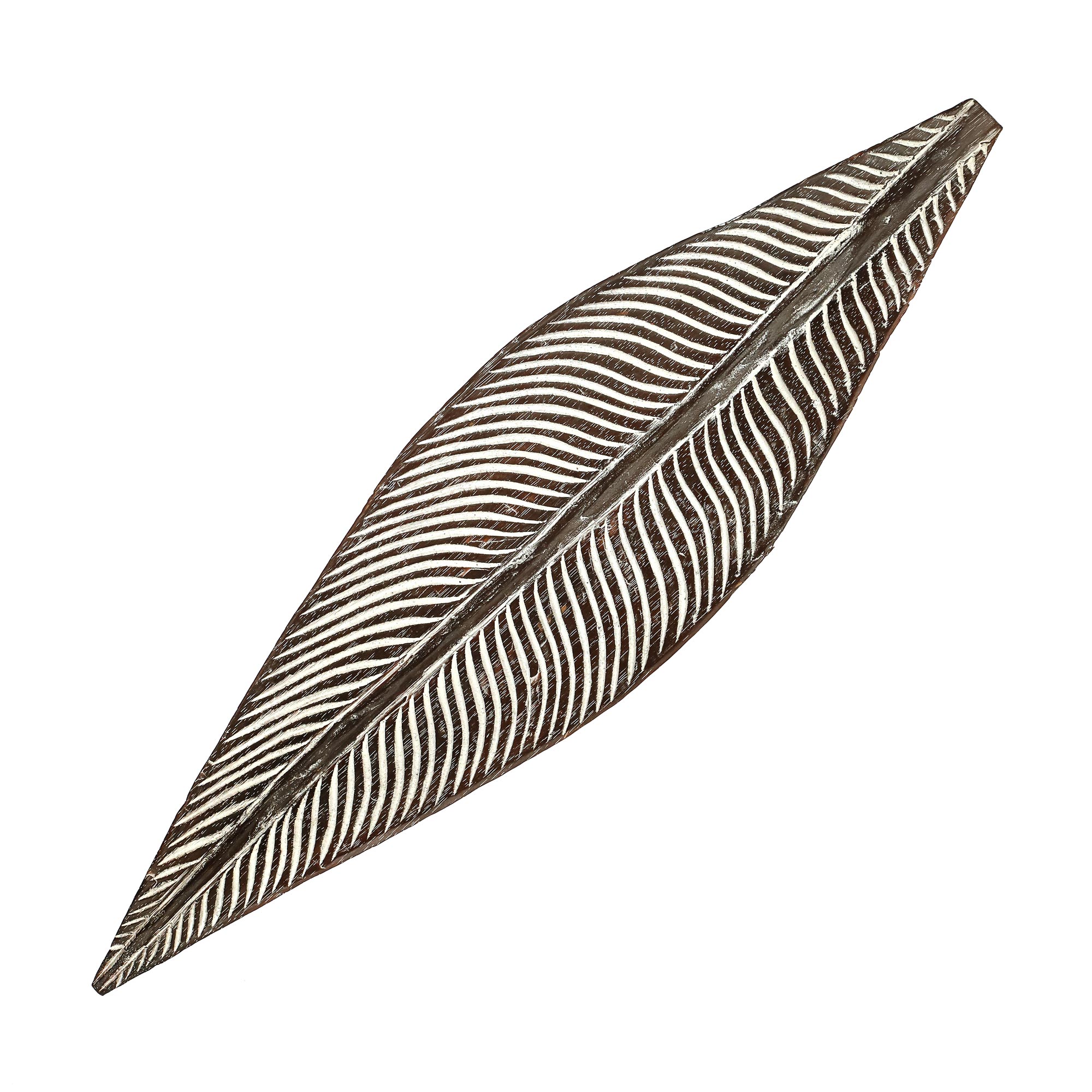 Deko-Schale 'Bananenblatt', braun, weiß, B 70 cm, L 19 cm, H 8 cm von fischer's lagerhaus