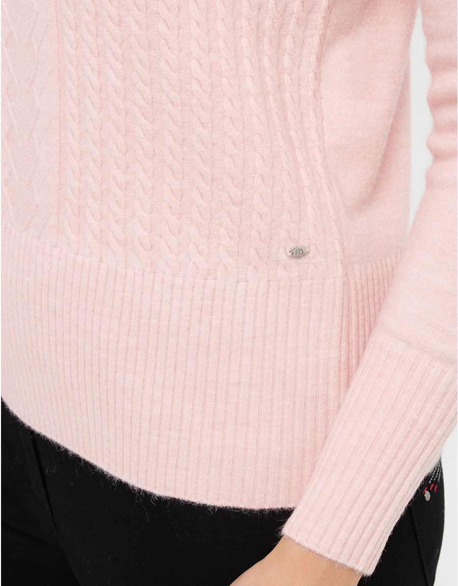 Pull col bateau rose