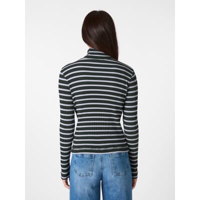 Damen-Rollkragenshirt gestreift, Grün
