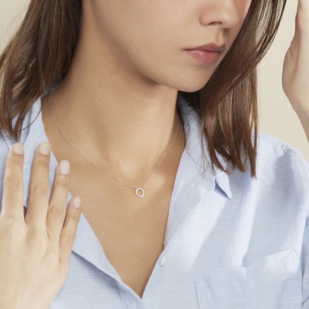 Collier Lim Or Blanc Oxyde De Zirconium