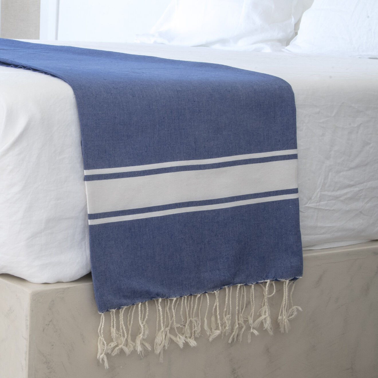 Febronie Nappe 100% Coton 200 g/m² Saint-Tropez bleu grec/blanc