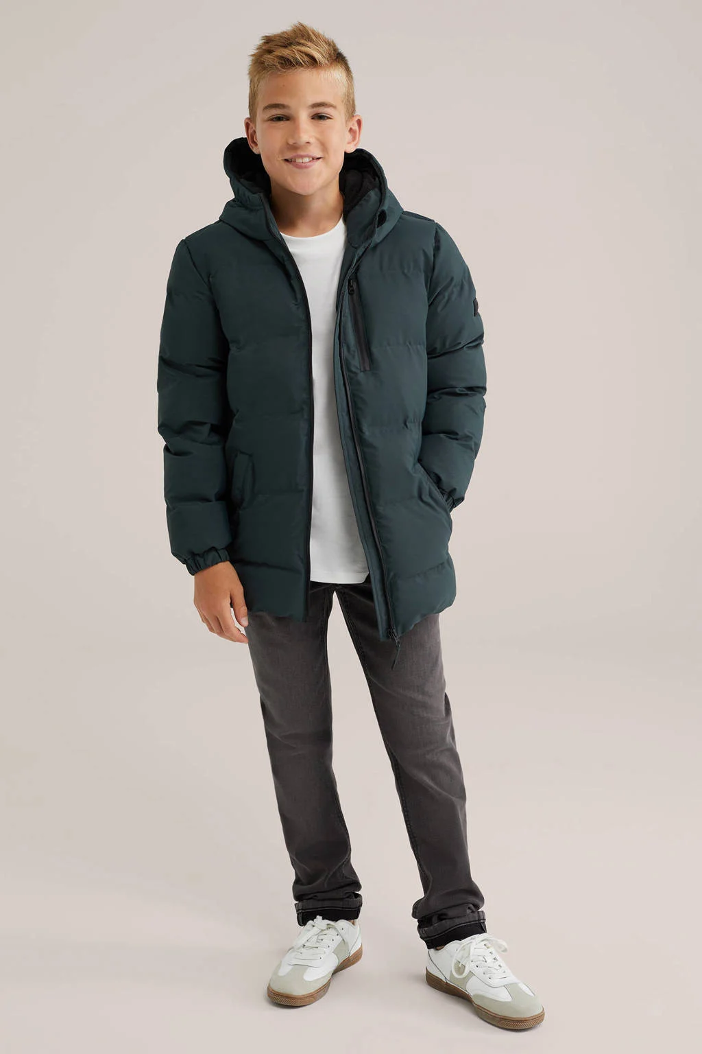 WE Fashion Blue Ridge gewatteerde jas donkergroen