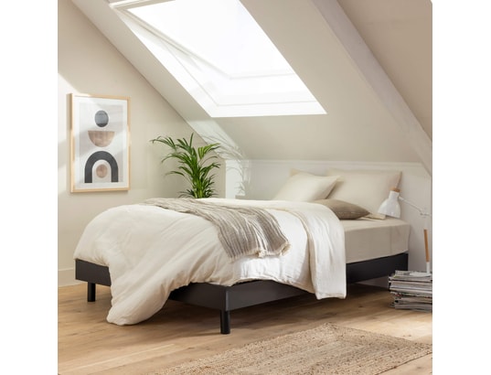 TERRE DE NUIT - Sommier 160 x 200 Sommier kit en bois massif noir