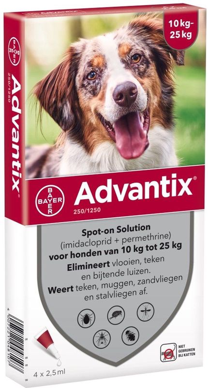 Advantix Spot-on Oplossing voor Honden 10-25kg - 4x 2,5ml