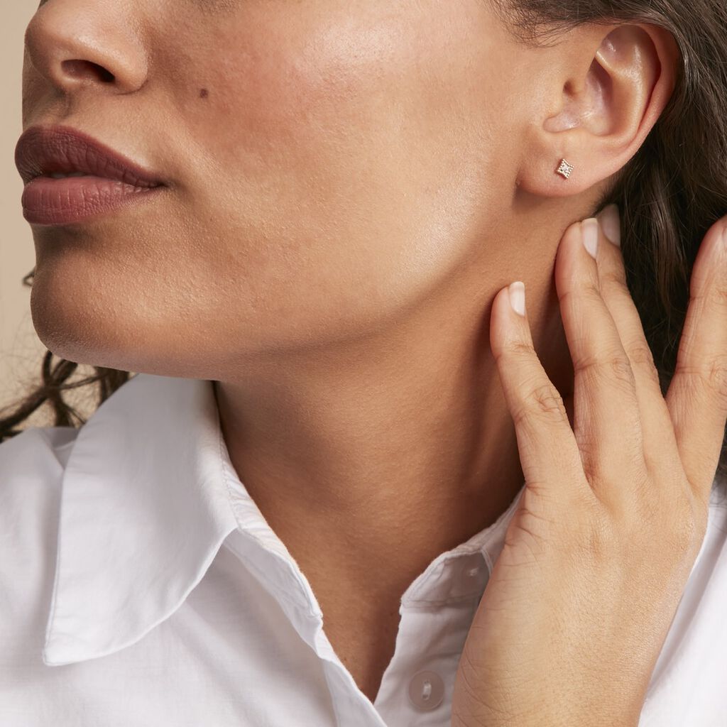 Boucles D'oreilles Puces Horatia Plaqué Or Jaune Oxyde De Zirconium