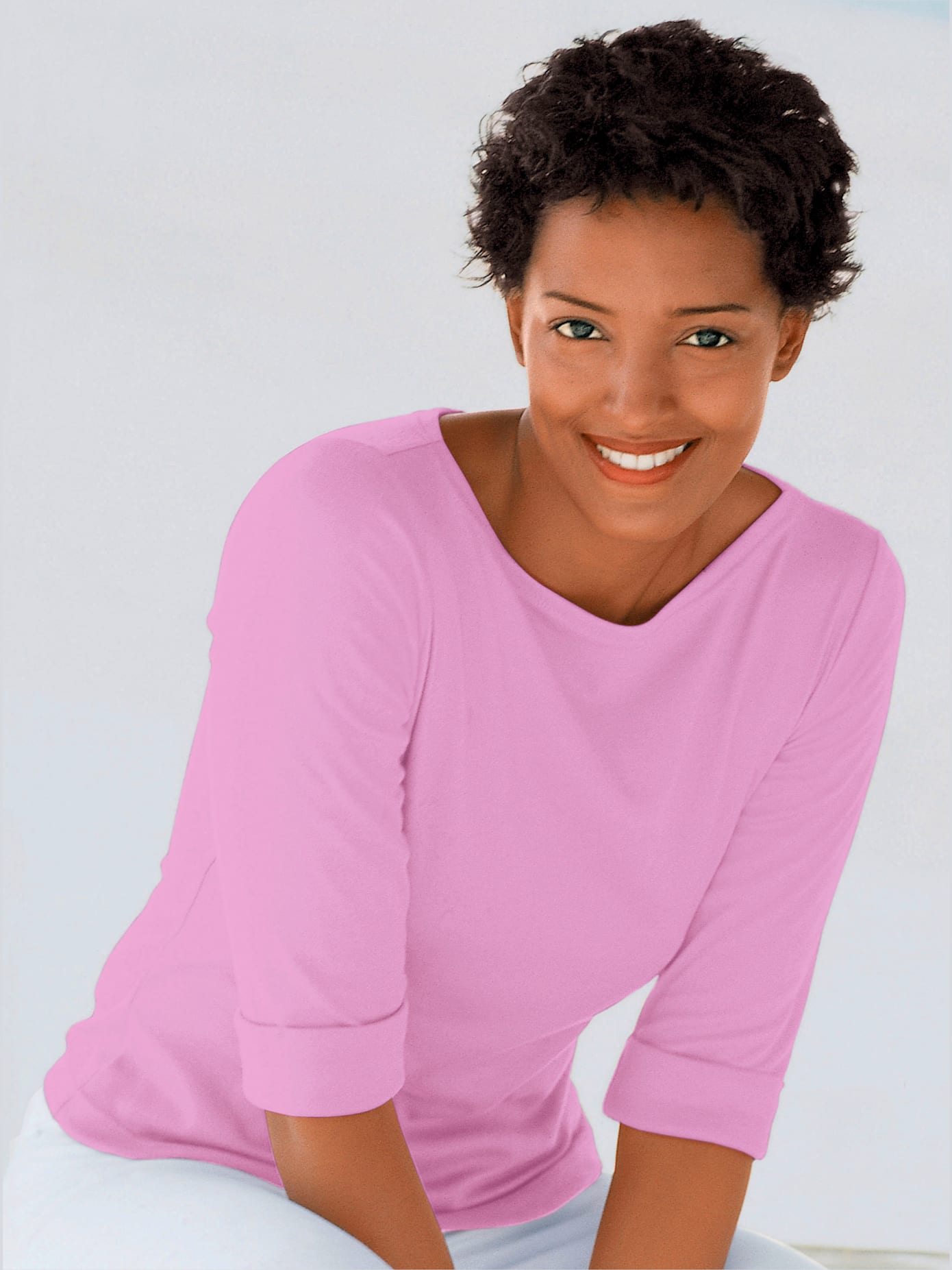 T-shirt femme confortable manches 3/4 à revers