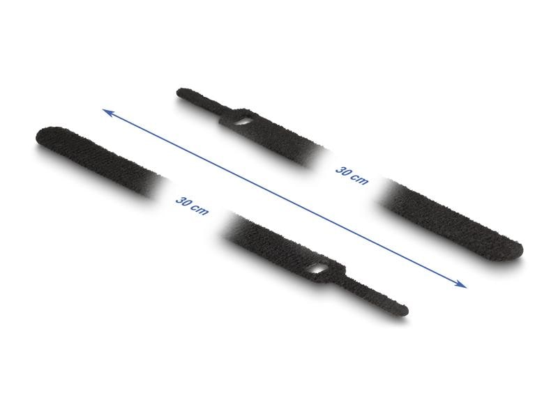 Delock Klettkabelbinder Schwarz 300 mm x 12 mm, 10 Stück Delock Klett-Kabelbinder L 300 x B 12 mm schwarz 10 Stück