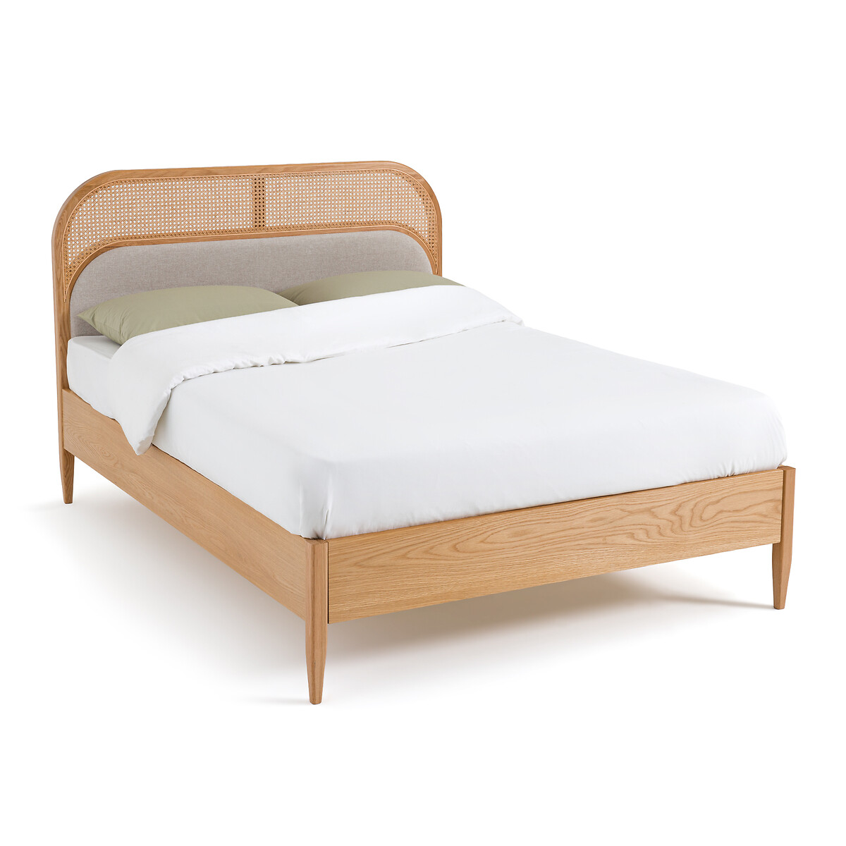 LA REDOUTE INTERIEURS<br>Cama em rattan e veludo com roupa de cama Buisseau
