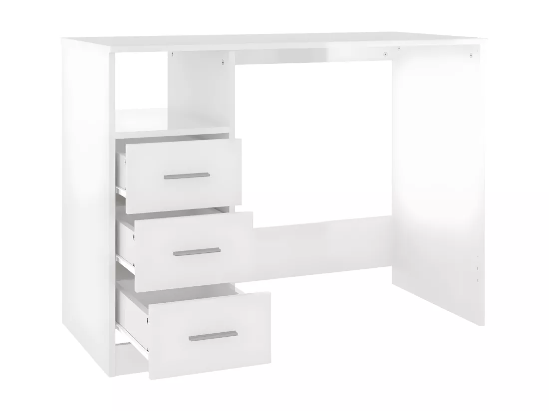 Bureau et tiroirs Blanc brillant 102x50x76 cm Bois d'ingénierie