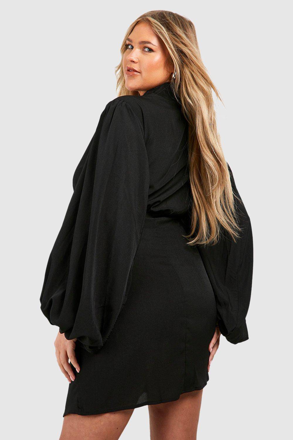 boohoo Plus Robe Portefeuille à Manches Blouson