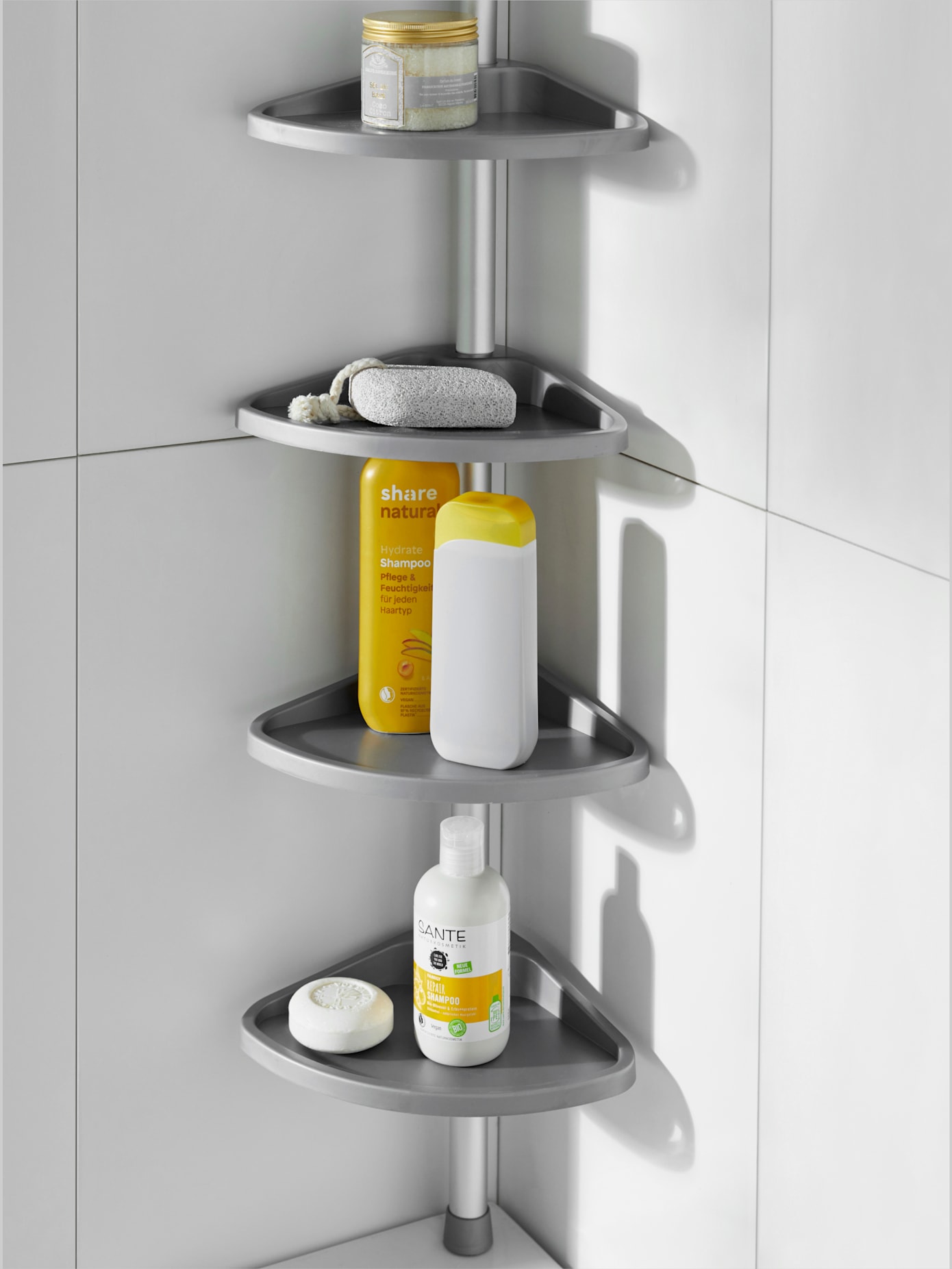 Tablette de douche en aluminium et plastique