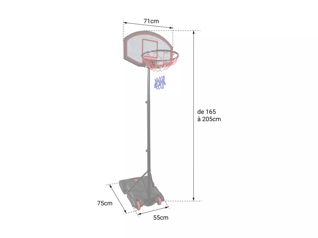Panier de basket-ball ajustable 165 à 205cm - HAPPY GARDEN