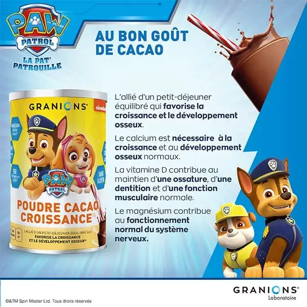 Granions Cacau em Pó Patrulha Canina para Crescimento 300g