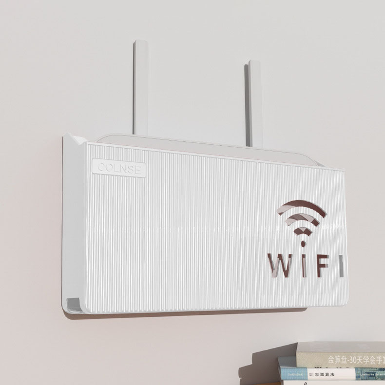 (243x145mm) WLAN Router Wand Halterung Schlichte Home Deko Wi-Fi Box - Weiss
