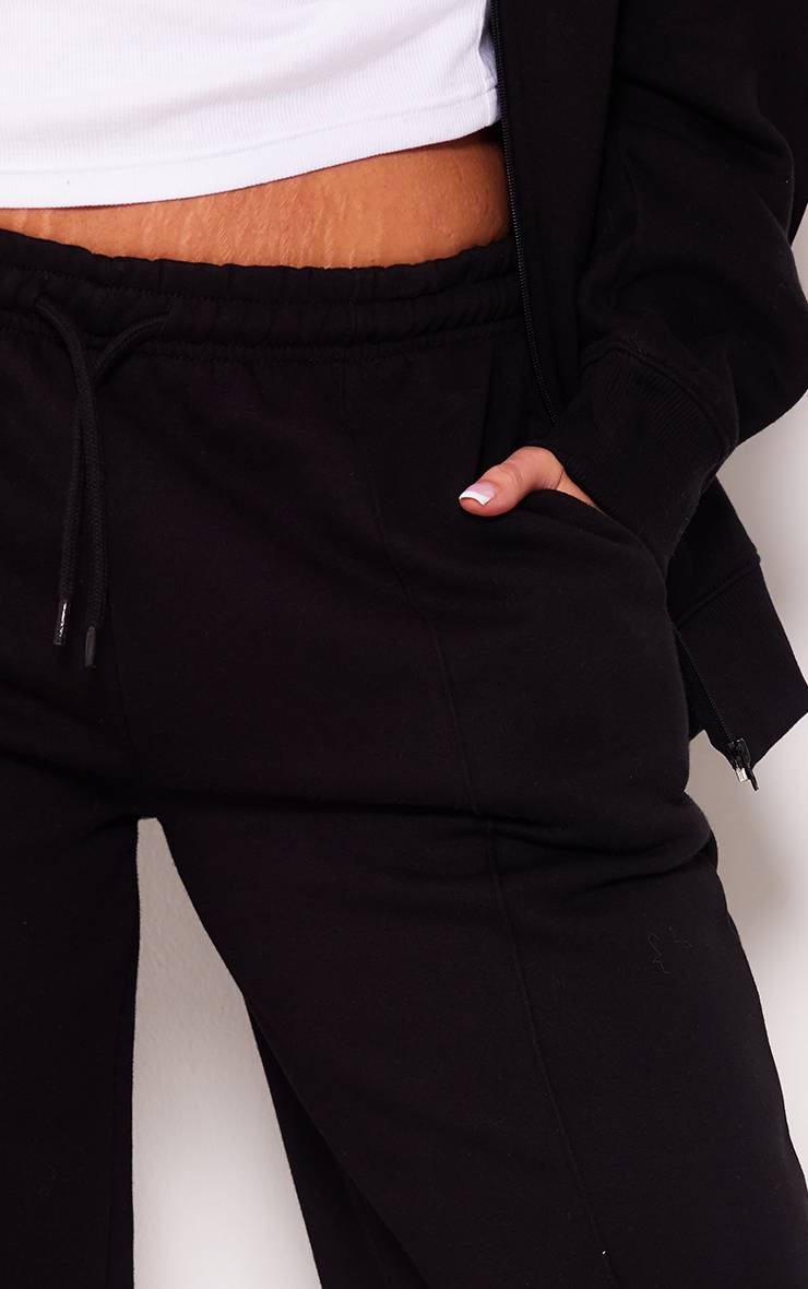 Noir Jogging Grande Taille Taille Mi-haute Jambe Droite Avec Détails De Coutures