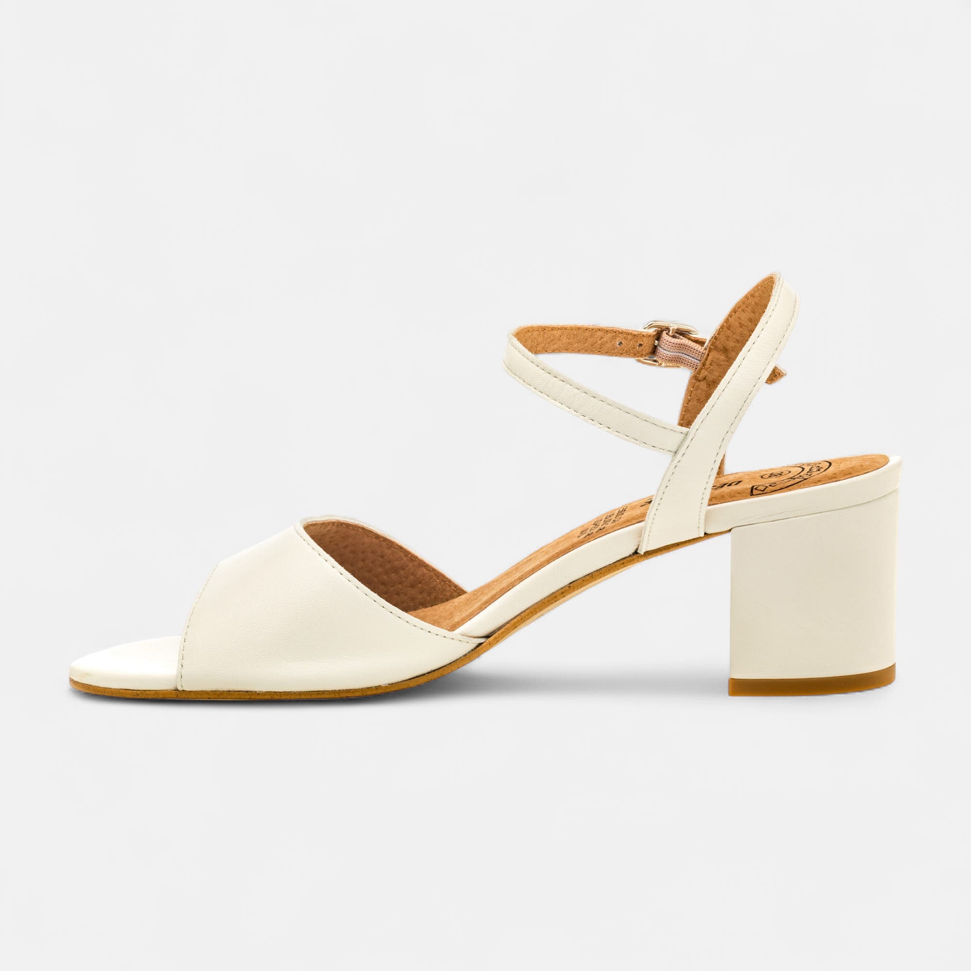 Nu-pieds à talon Femme en cuir blanc