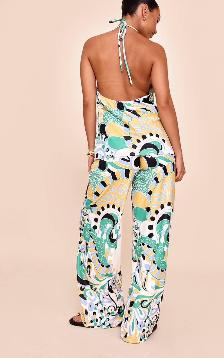 Multicolore Pantalon Large Fluide Tissé À Rayures