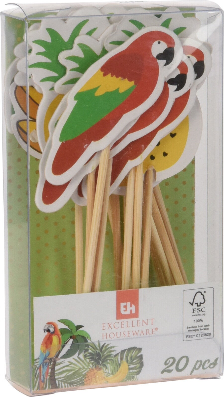 Cocktailprikker set tropisch multi 10 x 2 cm 20 stuks